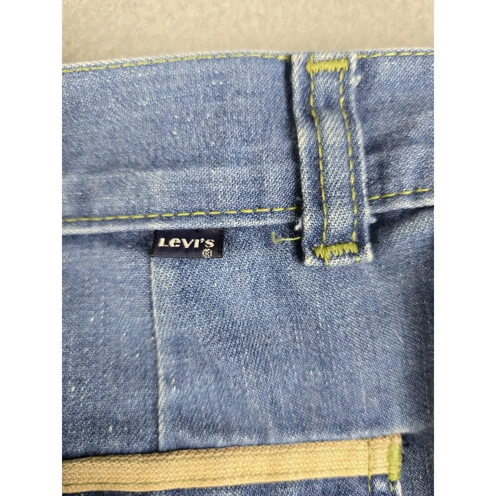 Vtg Levis High Waisted Wide Leg Jeans Blue Raw Hem White Tab Label Rare 28x24.5